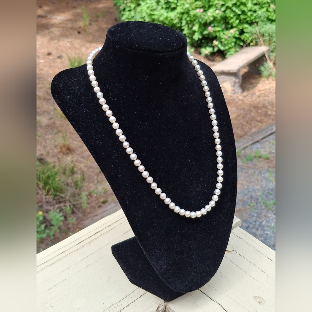 Custom Made Stuller 14k White Gold And 5mm Akoya Pearl Double Knotted Necklace